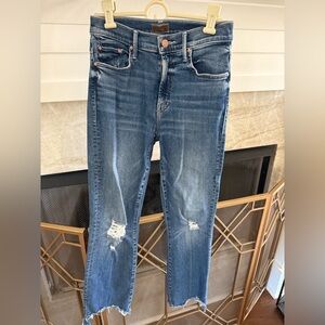 MOTHER Blue Distressed Boyfriend Jeans